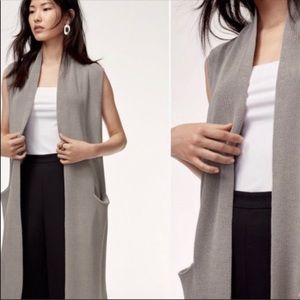 Wilfred Aritzia Brown Dunkirk Knit Sweater Vest Duster Cardigan Size XS